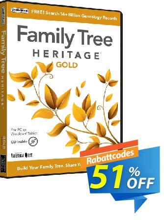 Family Tree Heritage Gold 16 discount coupon Family Tree Heritage Gold is Here! - Amazing promotions code of Family Tree Heritage™ Gold 2024