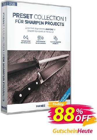 Franzis SHARPEN Preset Collection #1 Coupon, discount 15% OFF Franzis SHARPEN Preset Collection #1, verified. Promotion: Awful sales code of Franzis SHARPEN Preset Collection #1, tested & approved