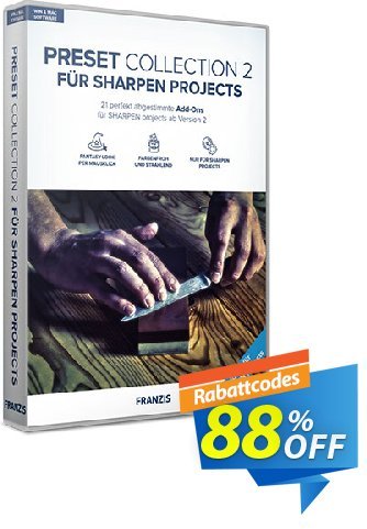 Franzis SHARPEN Preset Collection #2 Coupon, discount 15% OFF Franzis SHARPEN Preset Collection #2, verified. Promotion: Awful sales code of Franzis SHARPEN Preset Collection #2, tested & approved