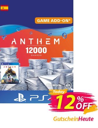 Anthem 12000 Shards PS4 (Spain) Coupon, discount Anthem 12000 Shards PS4 (Spain) Deal. Promotion: Anthem 12000 Shards PS4 (Spain) Exclusive offer 