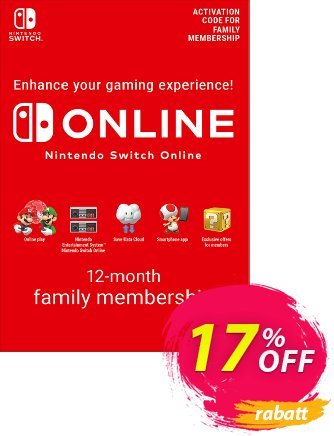 Nintendo Switch Online 12 Month (365 Day) Family Membership Switch discount coupon Nintendo Switch Online 12 Month (365 Day) Family Membership Switch Deal - Nintendo Switch Online 12 Month (365 Day) Family Membership Switch Exclusive offer 