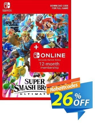 Super Smash Bros. Ultimate + 12 Month Membership Switch Coupon, discount Super Smash Bros. Ultimate + 12 Month Membership Switch Deal. Promotion: Super Smash Bros. Ultimate + 12 Month Membership Switch Exclusive offer 