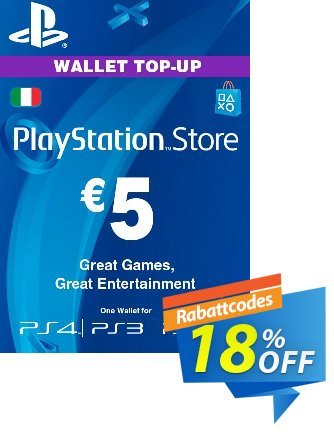 Playstation Network (PSN) Card - 5 EUR (Italy) Coupon, discount Playstation Network (PSN) Card - 5 EUR (Italy) Deal. Promotion: Playstation Network (PSN) Card - 5 EUR (Italy) Exclusive offer 