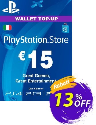 Playstation Network (PSN) Card - 15 EUR (Italy) Coupon, discount Playstation Network (PSN) Card - 15 EUR (Italy) Deal. Promotion: Playstation Network (PSN) Card - 15 EUR (Italy) Exclusive offer 
