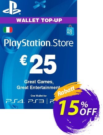 Playstation Network - PSN Card - 25 EUR - Italy  Gutschein Playstation Network (PSN) Card - 25 EUR (Italy) Deal Aktion: Playstation Network (PSN) Card - 25 EUR (Italy) Exclusive offer 