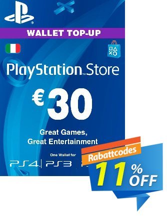 Playstation Network (PSN) Card - 30 EUR (Italy) Coupon, discount Playstation Network (PSN) Card - 30 EUR (Italy) Deal. Promotion: Playstation Network (PSN) Card - 30 EUR (Italy) Exclusive offer 