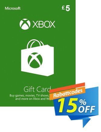 Microsoft Gift Card - £5 (Xbox One/360) Coupon, discount Microsoft Gift Card - £5 (Xbox One/360) Deal. Promotion: Microsoft Gift Card - £5 (Xbox One/360) Exclusive offer 