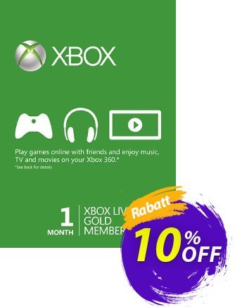 1 Month Xbox Live Gold Membership - Xbox One/360  Gutschein 1 Month Xbox Live Gold Membership (Xbox One/360) Deal Aktion: 1 Month Xbox Live Gold Membership (Xbox One/360) Exclusive offer 