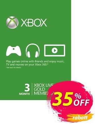 3 Month Xbox Live Gold Membership Card (Xbox One/360) Coupon, discount 3 Month Xbox Live Gold Membership Card (Xbox One/360) Deal. Promotion: 3 Month Xbox Live Gold Membership Card (Xbox One/360) Exclusive offer 