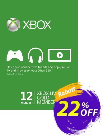 12 Month Xbox Live Gold Membership - (EU) Coupon, discount 12 Month Xbox Live Gold Membership - (EU) Deal. Promotion: 12 Month Xbox Live Gold Membership - (EU) Exclusive offer 
