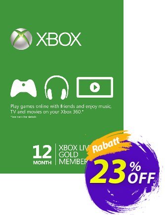 12 Month Xbox Live Gold Membership (Xbox One/360) Coupon, discount 12 Month Xbox Live Gold Membership (Xbox One/360) Deal. Promotion: 12 Month Xbox Live Gold Membership (Xbox One/360) Exclusive offer 