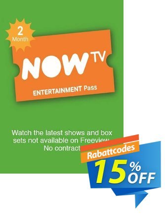 NOW TV - Entertainment 2 Month Pass Coupon, discount NOW TV - Entertainment 2 Month Pass Deal. Promotion: NOW TV - Entertainment 2 Month Pass Exclusive offer 