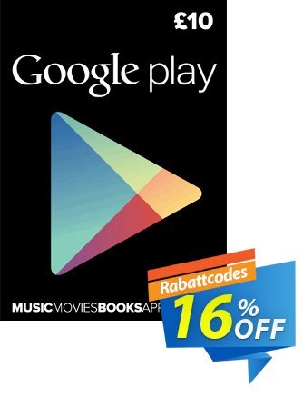 Google Play Gift Card £10 GBP Coupon, discount Google Play Gift Card £10 GBP Deal. Promotion: Google Play Gift Card £10 GBP Exclusive offer 