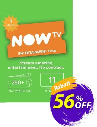 NOW TV - 1 Month Entertainment Pass Coupon, discount NOW TV - 1 Month Entertainment Pass Deal. Promotion: NOW TV - 1 Month Entertainment Pass Exclusive offer 