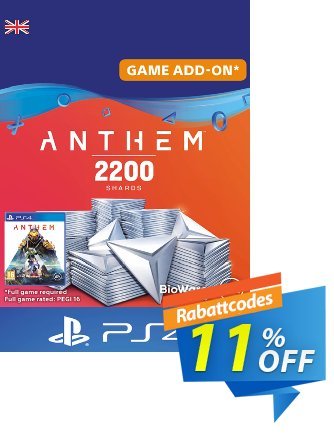 Anthem 2200 Shards PS4 - UK  Gutschein Anthem 2200 Shards PS4 (UK) Deal Aktion: Anthem 2200 Shards PS4 (UK) Exclusive offer 