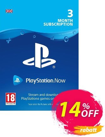 PlayStation Now 3 Month Subscription (UK) Coupon, discount PlayStation Now 3 Month Subscription (UK) Deal. Promotion: PlayStation Now 3 Month Subscription (UK) Exclusive offer 