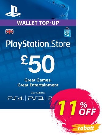 Playstation Network (PSN) Card - £50 (UK) Coupon, discount Playstation Network (PSN) Card - £50 (UK) Deal. Promotion: Playstation Network (PSN) Card - £50 (UK) Exclusive offer 