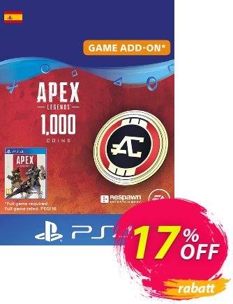 Apex Legends 1000 Coins PS4 (Spain) Coupon, discount Apex Legends 1000 Coins PS4 (Spain) Deal. Promotion: Apex Legends 1000 Coins PS4 (Spain) Exclusive Easter Sale offer 