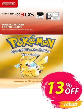 Pokemon Yellow Edition (Spain) 3DS Coupon, discount Pokemon Yellow Edition (Spain) 3DS Deal. Promotion: Pokemon Yellow Edition (Spain) 3DS Exclusive Easter Sale offer 