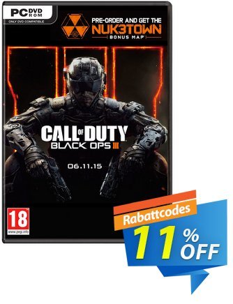 Call of Duty (COD): Black Ops III 3 + Nuketown DLC (PC) Coupon, discount Call of Duty (COD): Black Ops III 3 + Nuketown DLC (PC) Deal. Promotion: Call of Duty (COD): Black Ops III 3 + Nuketown DLC (PC) Exclusive Easter Sale offer 