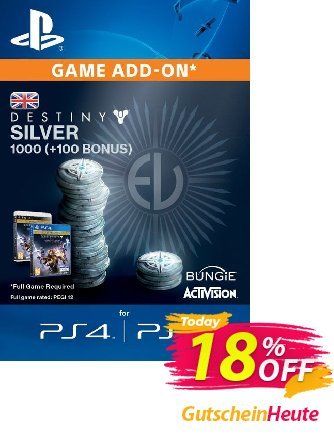 Destiny Silver 1000 (+100) PS3/PS4 Coupon, discount Destiny Silver 1000 (+100) PS3/PS4 Deal. Promotion: Destiny Silver 1000 (+100) PS3/PS4 Exclusive Easter Sale offer 