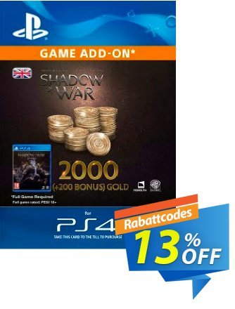 Middle-Earth: Shadow of War - 2200 Gold PS4 Coupon, discount Middle-Earth: Shadow of War - 2200 Gold PS4 Deal. Promotion: Middle-Earth: Shadow of War - 2200 Gold PS4 Exclusive Easter Sale offer 