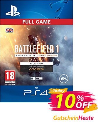 Battlefield 1 Early Enlister Deluxe Edition PS4 Coupon, discount Battlefield 1 Early Enlister Deluxe Edition PS4 Deal. Promotion: Battlefield 1 Early Enlister Deluxe Edition PS4 Exclusive Easter Sale offer 