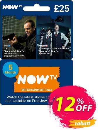 NOW TV - Entertainment 5 Month Pass Coupon, discount NOW TV - Entertainment 5 Month Pass Deal. Promotion: NOW TV - Entertainment 5 Month Pass Exclusive Easter Sale offer 