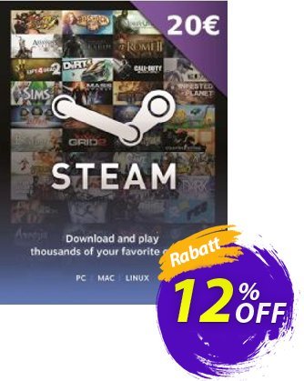 Steam Wallet Top-Up 20 EUR Gutschein Steam Wallet Top-Up 20 EUR Deal Aktion: Steam Wallet Top-Up 20 EUR Exclusive Easter Sale offer 