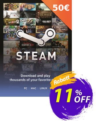 Steam Wallet Top-Up 50 EUR Coupon, discount Steam Wallet Top-Up 50 EUR Deal. Promotion: Steam Wallet Top-Up 50 EUR Exclusive Easter Sale offer 