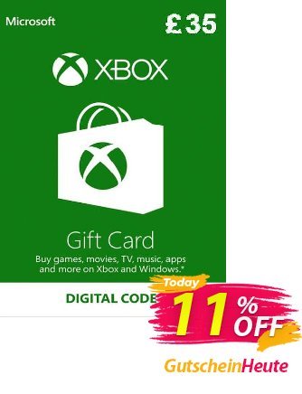 Microsoft Gift Card - £35 (Xbox One/360) Coupon, discount Microsoft Gift Card - £35 (Xbox One/360) Deal. Promotion: Microsoft Gift Card - £35 (Xbox One/360) Exclusive Easter Sale offer 