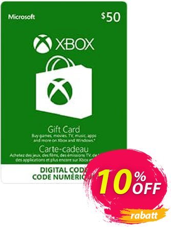 Microsoft Gift Card - CAD $50 (Xbox One/360) Coupon, discount Microsoft Gift Card - CAD $50 (Xbox One/360) Deal. Promotion: Microsoft Gift Card - CAD $50 (Xbox One/360) Exclusive Easter Sale offer 