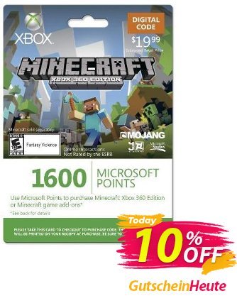 Xbox Live 1600 Microsoft Points for Minecraft: Xbox 360 Edition discount coupon Xbox Live 1600 Microsoft Points for Minecraft: Xbox 360 Edition Deal - Xbox Live 1600 Microsoft Points for Minecraft: Xbox 360 Edition Exclusive Easter Sale offer 