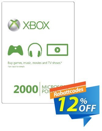 Xbox Live 2000 Microsoft Points (Xbox 360) Coupon, discount Xbox Live 2000 Microsoft Points (Xbox 360) Deal. Promotion: Xbox Live 2000 Microsoft Points (Xbox 360) Exclusive Easter Sale offer 