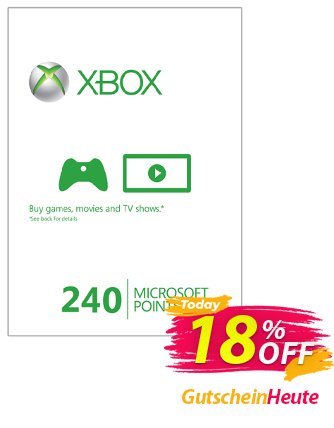Xbox Live 240 Microsoft Points (Xbox 360) Coupon, discount Xbox Live 240 Microsoft Points (Xbox 360) Deal. Promotion: Xbox Live 240 Microsoft Points (Xbox 360) Exclusive Easter Sale offer 