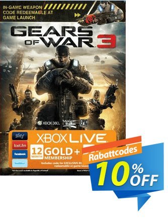 12 + 2 Month Xbox Live Gold Membership - Gears of War 3 Branded (Xbox One/360) discount coupon 12 + 2 Month Xbox Live Gold Membership - Gears of War 3 Branded (Xbox One/360) Deal - 12 + 2 Month Xbox Live Gold Membership - Gears of War 3 Branded (Xbox One/360) Exclusive Easter Sale offer 