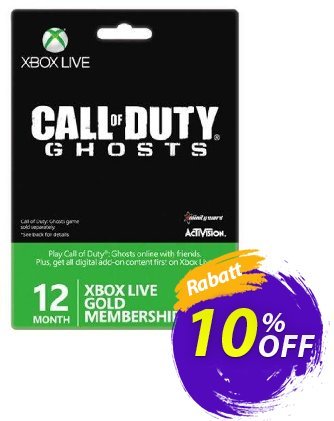 12 + 1 Month Xbox Live Gold Membership - Call of Duty Ghosts Branded (Xbox One/360) Coupon, discount 12 + 1 Month Xbox Live Gold Membership - Call of Duty Ghosts Branded (Xbox One/360) Deal. Promotion: 12 + 1 Month Xbox Live Gold Membership - Call of Duty Ghosts Branded (Xbox One/360) Exclusive Easter Sale offer 