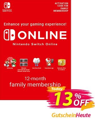 Nintendo Switch Online 12 Month - 365 Day Family Membership Switch - US  Gutschein Nintendo Switch Online 12 Month (365 Day) Family Membership Switch (US) Deal 2024 CDkeys Aktion: Nintendo Switch Online 12 Month (365 Day) Family Membership Switch (US) Exclusive Sale offer 