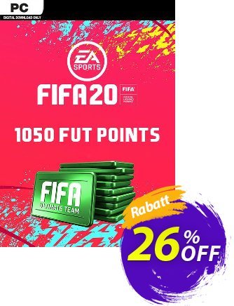 FIFA 20 Ultimate Team - 1050 FIFA Points PC - WW  Gutschein FIFA 20 Ultimate Team - 1050 FIFA Points PC (WW) Deal 2024 CDkeys Aktion: FIFA 20 Ultimate Team - 1050 FIFA Points PC (WW) Exclusive Sale offer 