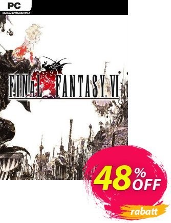 Final Fantasy VI PC Coupon, discount Final Fantasy VI PC Deal 2024 CDkeys. Promotion: Final Fantasy VI PC Exclusive Sale offer 