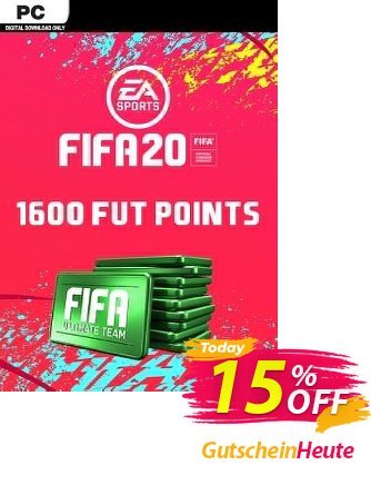 FIFA 20 Ultimate Team - 1600 FIFA Points PC - WW  Gutschein FIFA 20 Ultimate Team - 1600 FIFA Points PC (WW) Deal 2024 CDkeys Aktion: FIFA 20 Ultimate Team - 1600 FIFA Points PC (WW) Exclusive Sale offer 