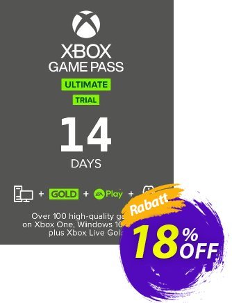 14 Day Xbox Game Pass Ultimate Trial Xbox One / PC Coupon, discount 14 Day Xbox Game Pass Ultimate Trial Xbox One / PC Deal 2024 CDkeys. Promotion: 14 Day Xbox Game Pass Ultimate Trial Xbox One / PC Exclusive Sale offer 