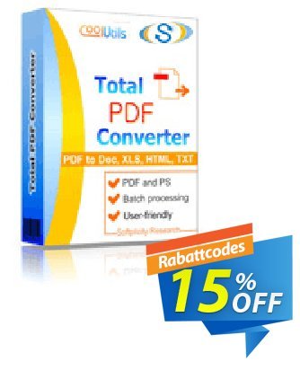Coolutils Total PDF Converter - Site License  Gutschein 15% OFF Coolutils Total PDF Converter (Site License), verified Aktion: Dreaded discounts code of Coolutils Total PDF Converter (Site License), tested & approved
