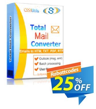 Coolutils Total Mail Converter (Commercial License) Coupon, discount 25% OFF Coolutils Total Mail Converter (Commercial License), verified. Promotion: Dreaded discounts code of Coolutils Total Mail Converter (Commercial License), tested & approved