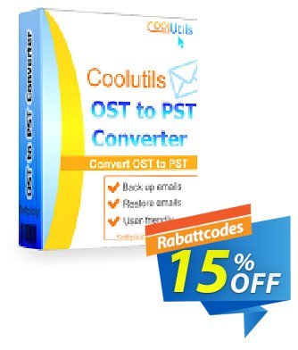 Coolutils OST to PST Converter Gutschein 15% OFF Coolutils OST to PST Converter, verified Aktion: Dreaded discounts code of Coolutils OST to PST Converter, tested & approved