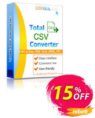 Coolutils Total CSV Converter Gutschein 15% OFF Coolutils Total CSV Converter, verified Aktion: Dreaded discounts code of Coolutils Total CSV Converter, tested & approved