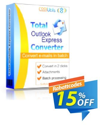 Coolutils Total Outlook Express Converter (Server License) Coupon, discount 15% OFF Coolutils Total Outlook Express Converter (Server License), verified. Promotion: Dreaded discounts code of Coolutils Total Outlook Express Converter (Server License), tested & approved