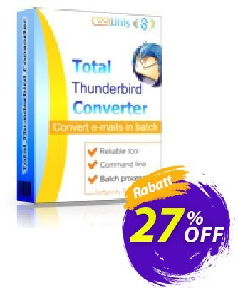 Coolutils Total Thunderbird Converter - Commercial License  Gutschein 27% OFF Coolutils Total Thunderbird Converter (Commercial License), verified Aktion: Dreaded discounts code of Coolutils Total Thunderbird Converter (Commercial License), tested & approved