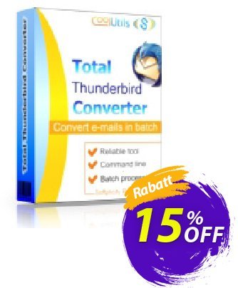 Coolutils Total Thunderbird Converter Pro (Server License) Coupon, discount 15% OFF Coolutils Total Thunderbird Converter Pro (Server License), verified. Promotion: Dreaded discounts code of Coolutils Total Thunderbird Converter Pro (Server License), tested & approved