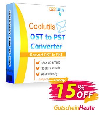 Coolutils OST to PST Converter - Site License  Gutschein 15% OFF Coolutils OST to PST Converter, verified Aktion: Dreaded discounts code of Coolutils OST to PST Converter, tested & approved